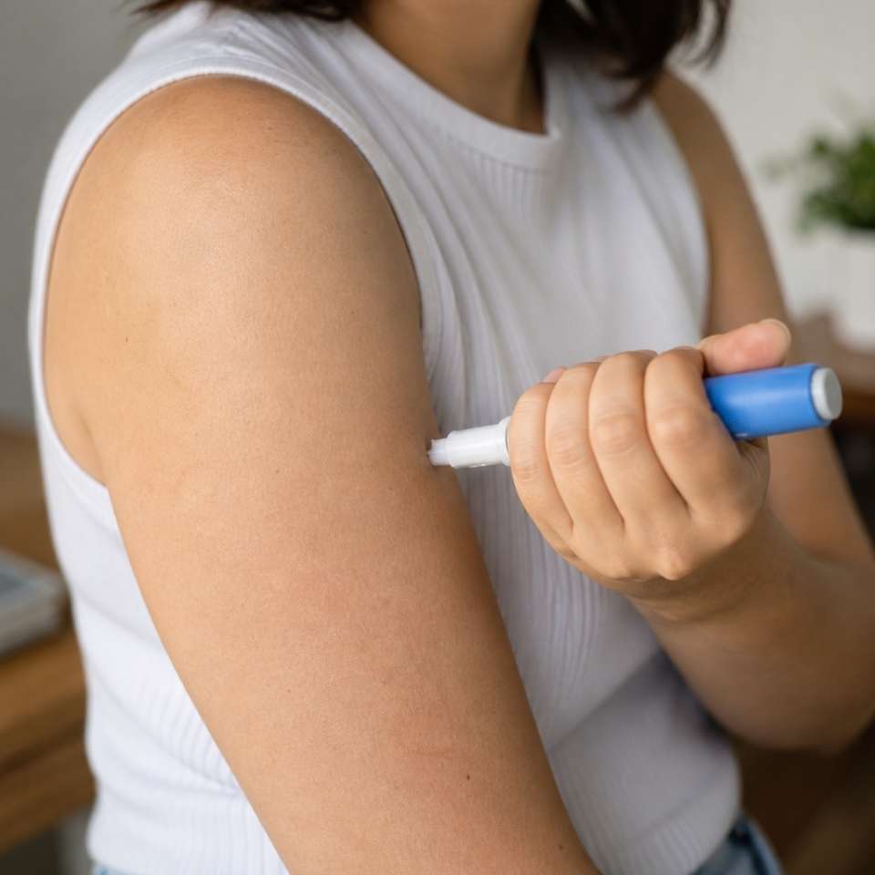 a woman injects semaglutide after getting help from a semaglutide provider in phoenix arizona.